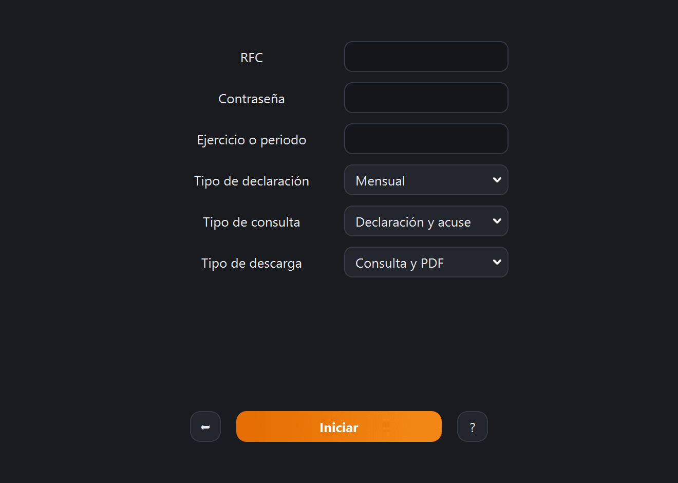 La pantalla «Descarga de declaraciones» de Pocket Fiscal