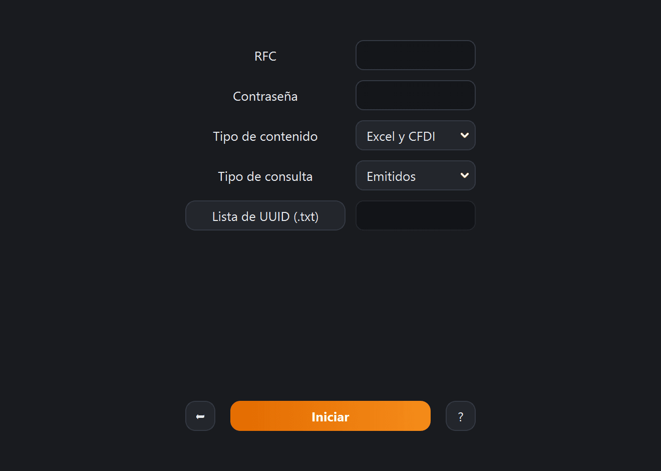 Pantalla Descarga específica de CFDI