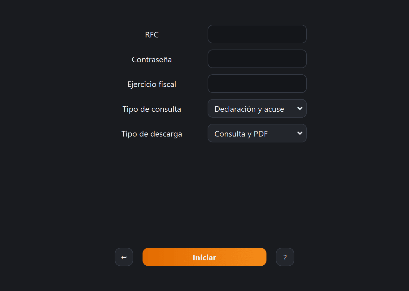 Pantalla Descarga de declaraciones de plataformas tecnológicas