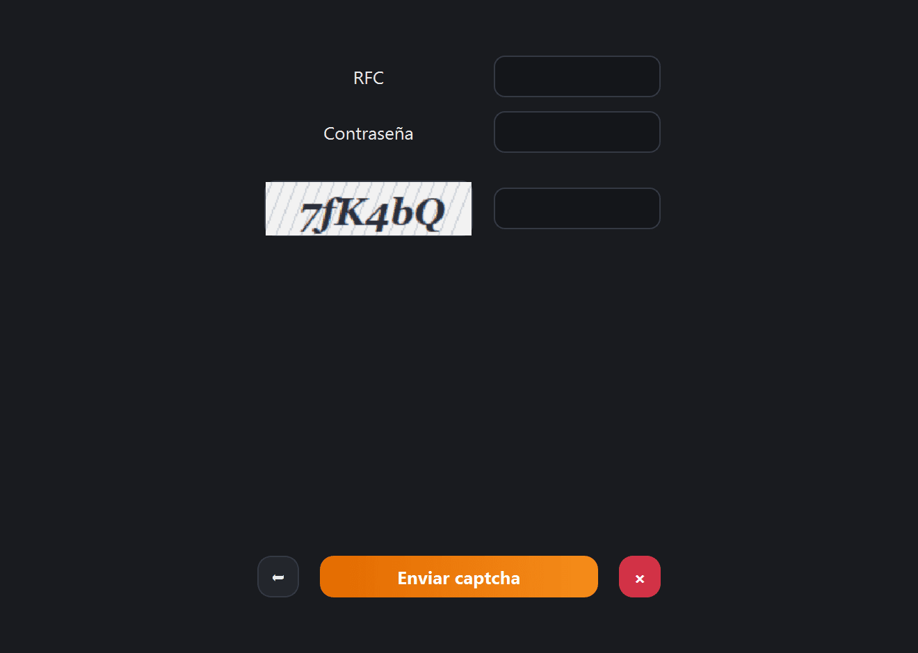 Pantalla Opinión de cumplimiento con el captcha cargado