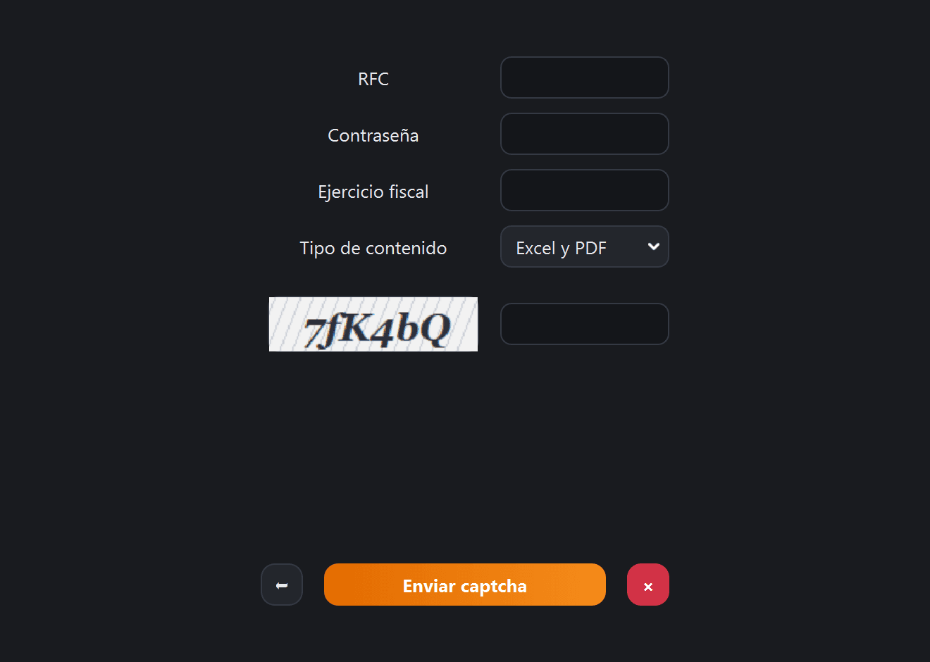 Pantalla Visor de nómina para el patrón con el captcha cargado